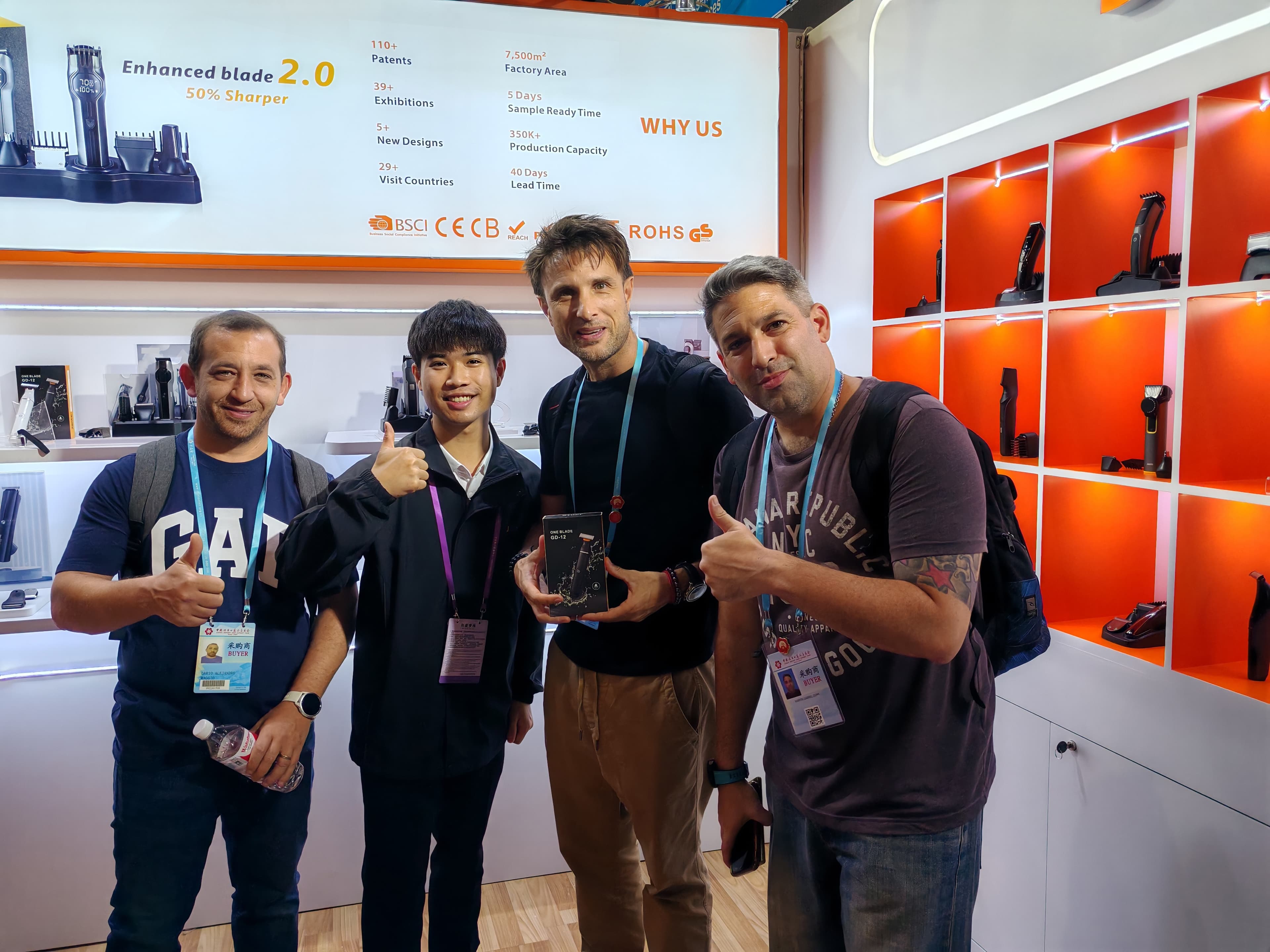 YEEPUL team with international partners at a personal care exhibition booth