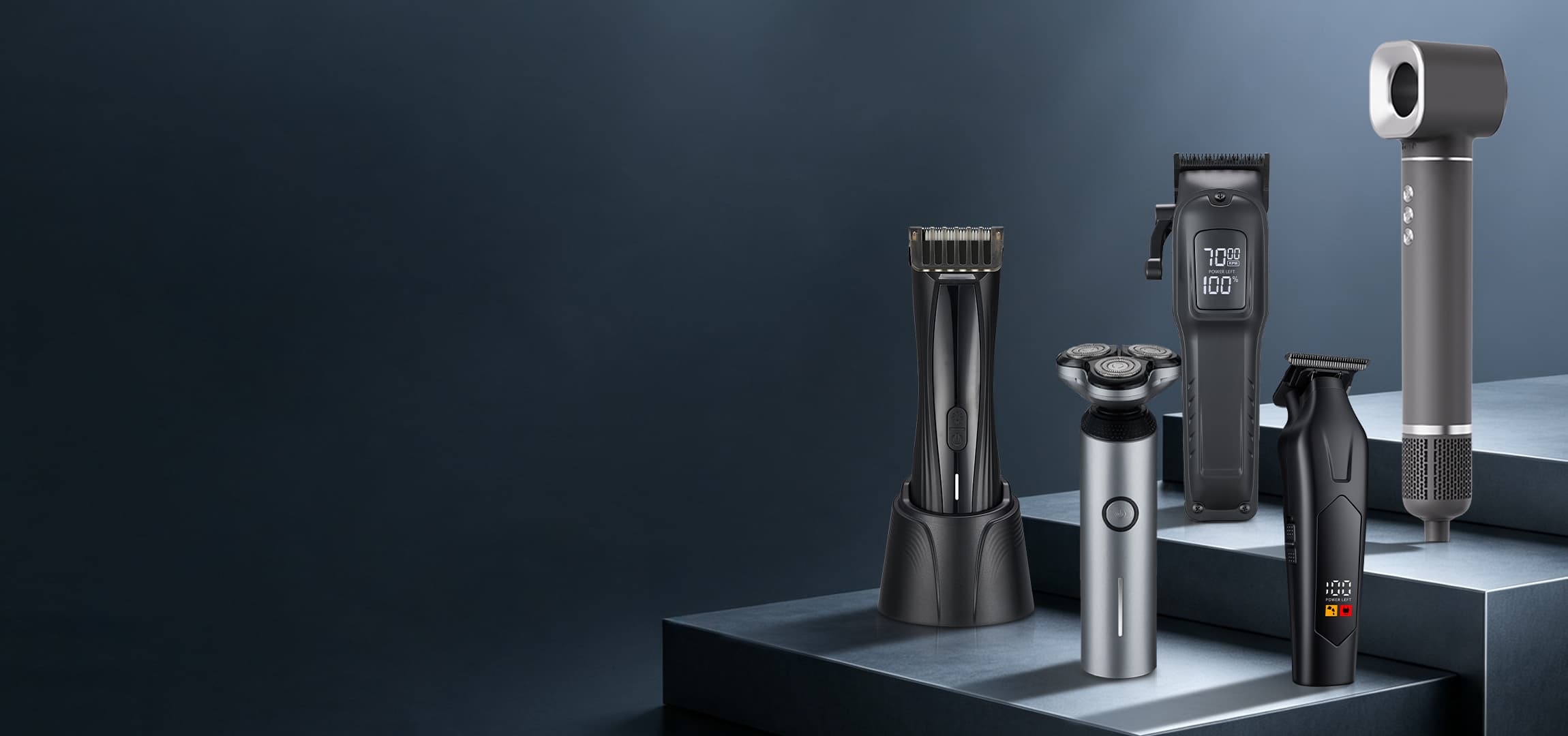 YEEPUL personal care products including hair clippers, an electric shaver and a hair dryer