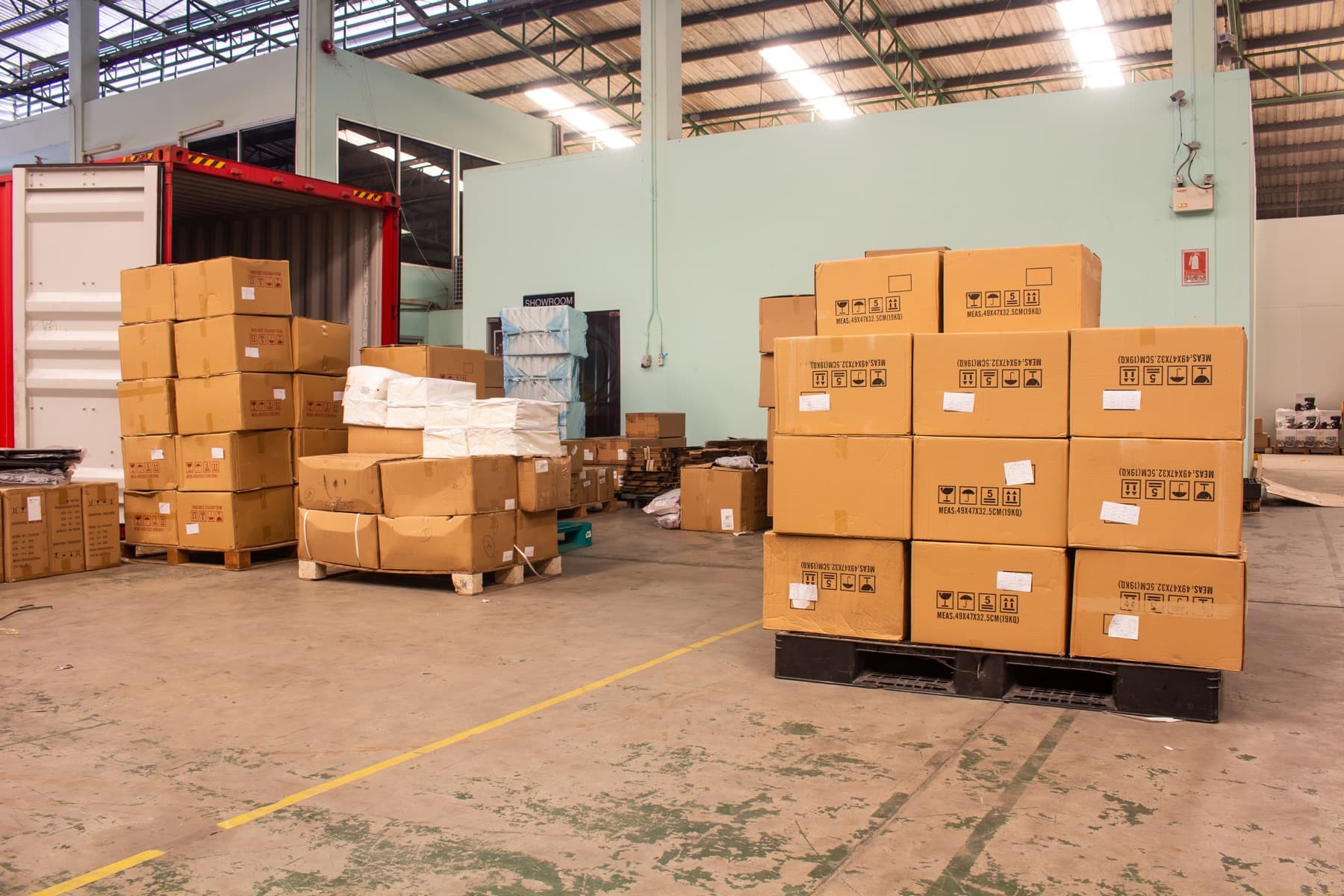 Finished products prepared for container loading