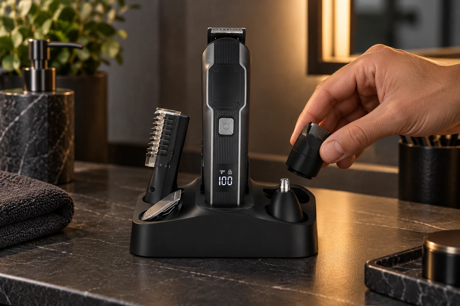 YMA016 modular grooming kit shown during an attachment change