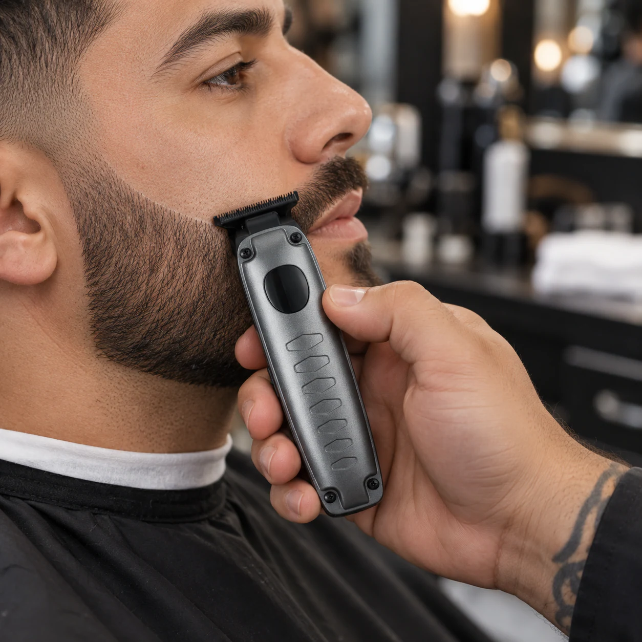 YMB051 compact trimmer used to define a precise beard line