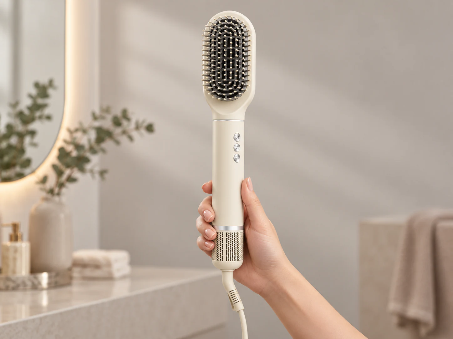 YWA507 complete straight-connected paddle-brush configuration held upright