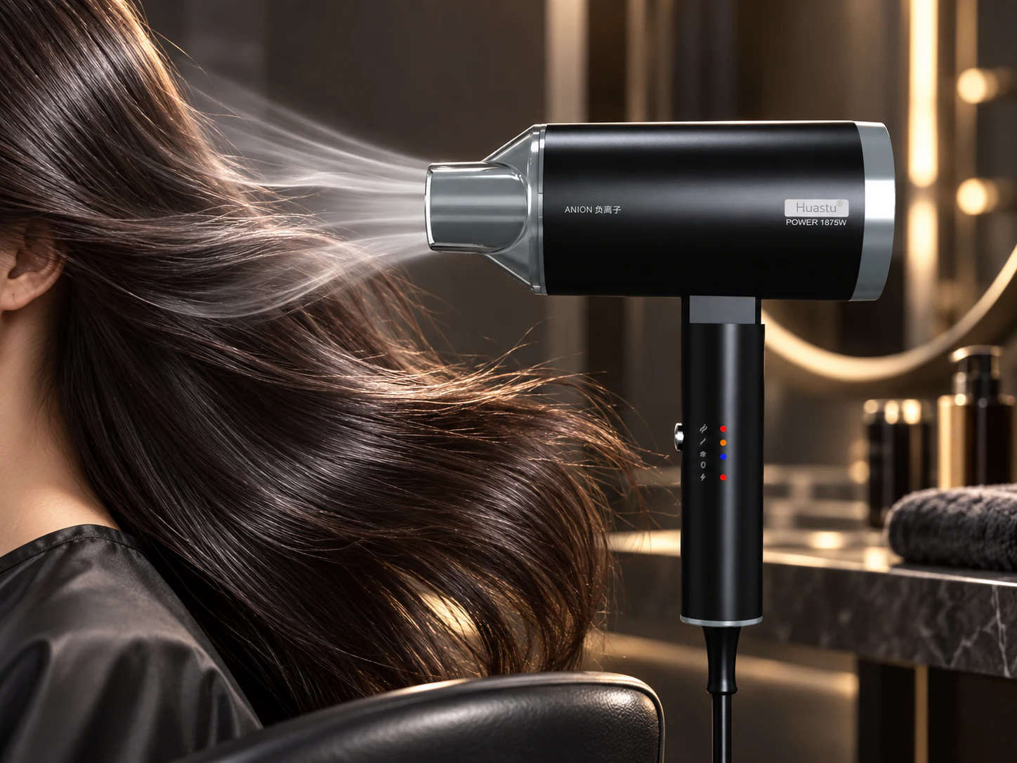YWA511 hair dryer demonstrating controlled airflow in a professional salon